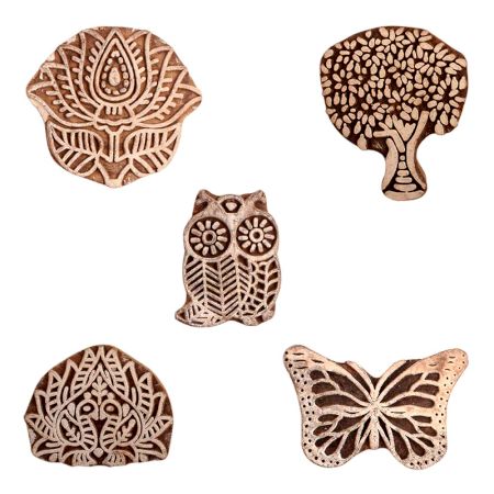 Set of 5 Piece New Mix Wooden Printing Block